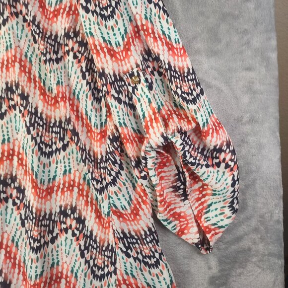 Cato Woman Plus Abstract Button Top 18/20W Multicolor Boho Artsy Lightweight Top - Picture 12 of 12